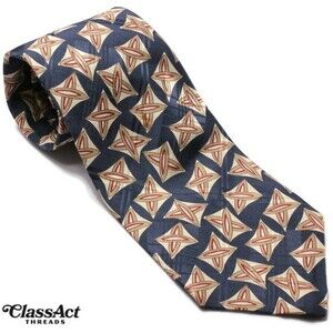 Polo Ralph Lauren Hand Made in USA Vintage Blue Geo-metric 3.5 X 58.5